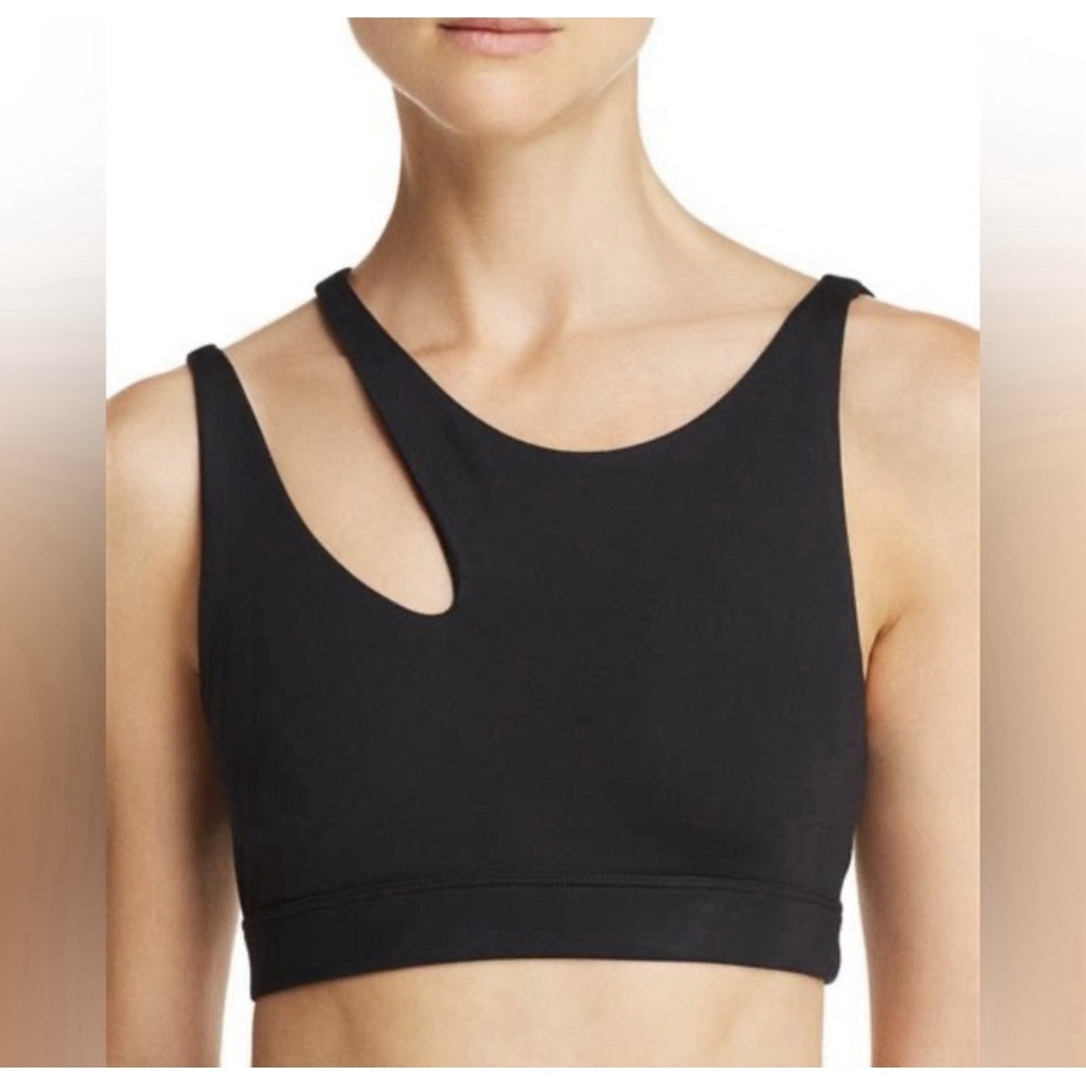ALO Yoga White Scoop Neck Sports Bra Women's Small Logo Band Pilates Workout - Picture 8 of 8
